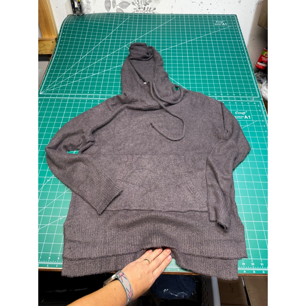 Grace & Lace Womens Medium Charcoal Grey Hooded Sweater Pullover Knit Top NWT